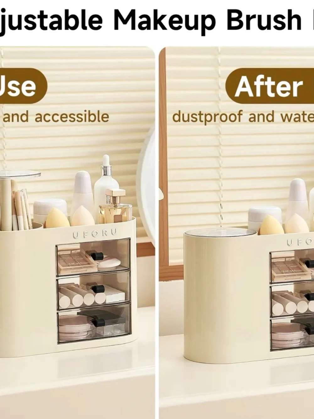 White Cosmetic Organizer with Clear Drawer Fronts
